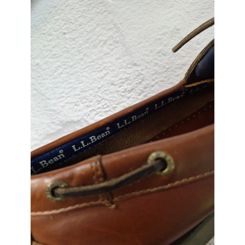 LL Bean Casco Bay Boat Shoes Mens 10 D Brown Leather 2-Eye Loafers 0WC62